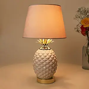 Home Centre Eternity Cream Textured Metal with Ceramic Electric Table Lamp