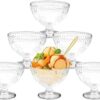 KELVEE Glass Dessert Bowls Set of 6, Crystal Glass Bowls for Ice Cream, Fruit, Pudding, Snack, Cereal, Nuts - Premium Glass Serving Dishes, Mini Trifle Bowl (150ml) (Flower)