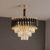BENHEK® Stainless Steel Black Mamba Round K9 Crystal Chandelier | Modern Chandelier Light Fixture for Hallway, Living Room, Hotel & Entryways - Warm White, Inbuilt LED Chip 24 Inch (600mm)