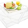 SHARMA PLASTICS Set of 3 Clear Acrylic Serving Trays with Handles, Decorative Serving Trays Platter for Appetizers, Breakfast, Ottoman and Coffee Table, Countertop Organizer Tray