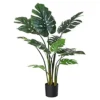 Fopamtri Artificial Monstera Deliciosa Swiss Cheese Plant with Plastic Pot (Green, 11 Leaves)