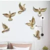 RESONANCE Handicrafts Set of 6 Aluminium Flying Pigeon Decorative Items Metal for Living Room (Variable Size) (Golden)