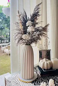 Bliss Hohm Ripped Flower Vase (10 Inches, Off-White) for Home Decor and Gifting, Ceramic Flower Vases for Living Room, Decoration Items, Wall Tabletop showpieces (Large Ripped)