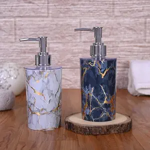 HARISTAR Liquid Soap Dispenser/Shampoo/Bottle Set with Pump for handwash in Bathroom, Kitchen Sink Chrome Finish top(Pack of 2) (Italyan Black White)