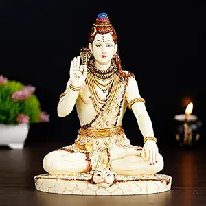 9" Large Marble Dust Lord Shiv ji Statue