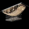 GANE-SHART GA 6 Light Crystal Ceiling Light Glass Chandelier Stainless Steel Rectangular Modern Led Light Home Decor Light for Hall, Room, Warm White, 10 * 22 inch