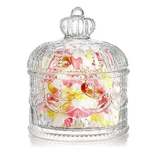 WRINGO Premium Glass Candy Dish With Lid, Crystal Candy Jar, Cookie Jar, Decorative Candy Bowl, Jewelry Dish, Covered Candy Jars For Buffet, Kitchen, Home, Office Desk (Diamond -03),