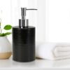 Anko 350 ml Ribbed Black Stoneware Liquid Soap Dispenser for Bathroom | Polyresin Handwash Dispenser with Pump | Bathroom Accessories | Soap Dispenser For Kitchen | Bathroom Organiser
