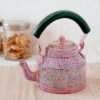 Kaushalam Hand Painted Tea Pot Colourful Pink Handicraft Kettle Antique Kettle Showpiece Desi Chai Kettle for Café Home Kitchen Table, 1000ml